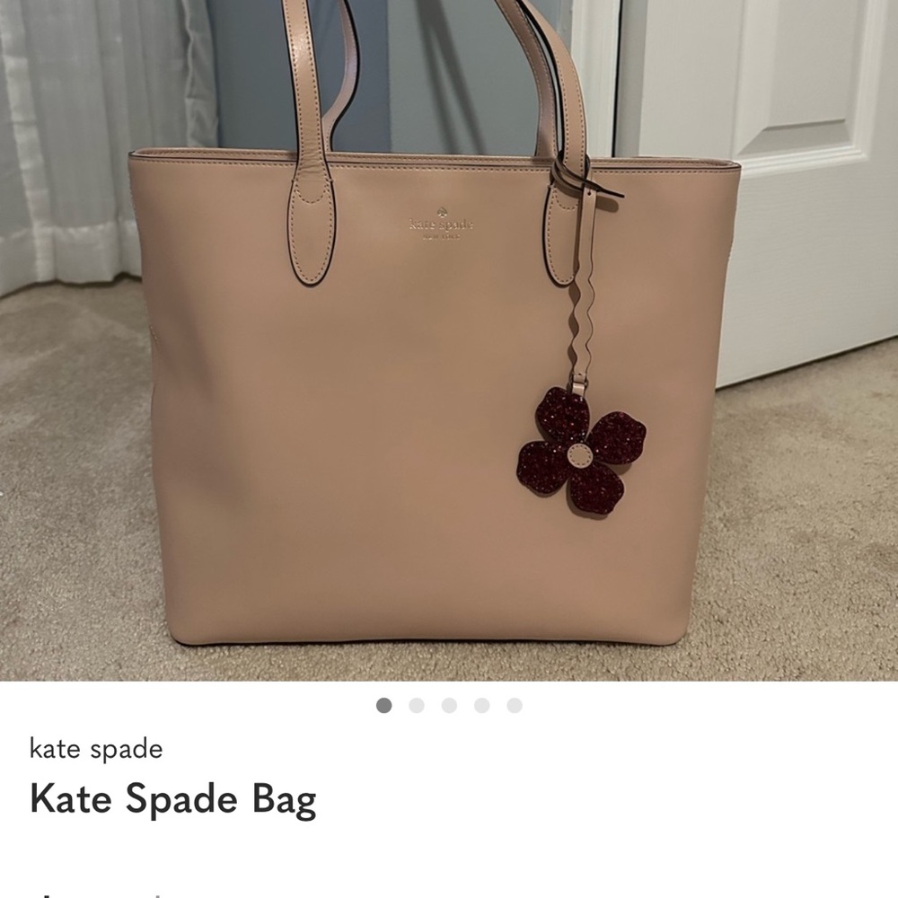 kate spade Like New Blush Pink Leather Tote with Floral Charm